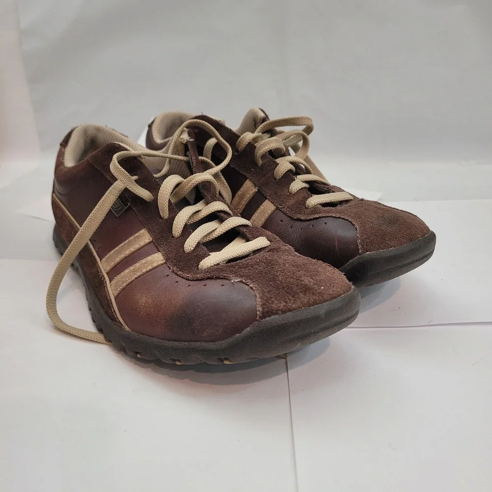Skechers 45410 Sneakers Mens 8.5 Brown Leather Suede Low Top Lace Up Shoes